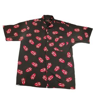 Vintage Rolling Stones Shirt Mens‎ Large Button Up Dragonfly Tongue Logo 00s
